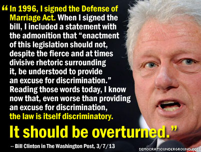 Bill Clinton recapacitando sobre la ley DOMA que firmó en 1996